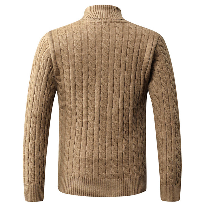 Chunky knit sweater for men with a modern shawl collar and a twisted pattern Lune London