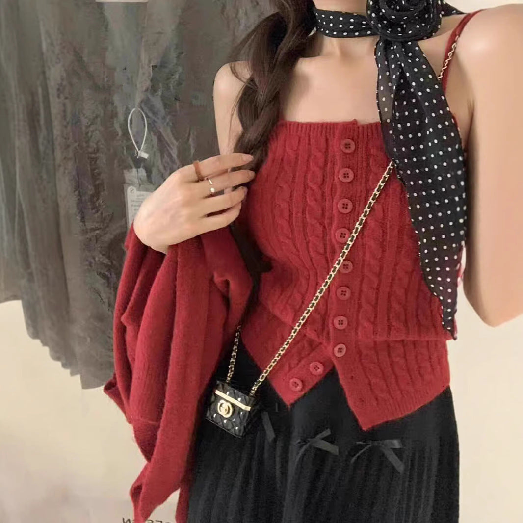 Ensemble en tricot pour femmes avec patte de boutonnage et design décontracté Chic & Stil