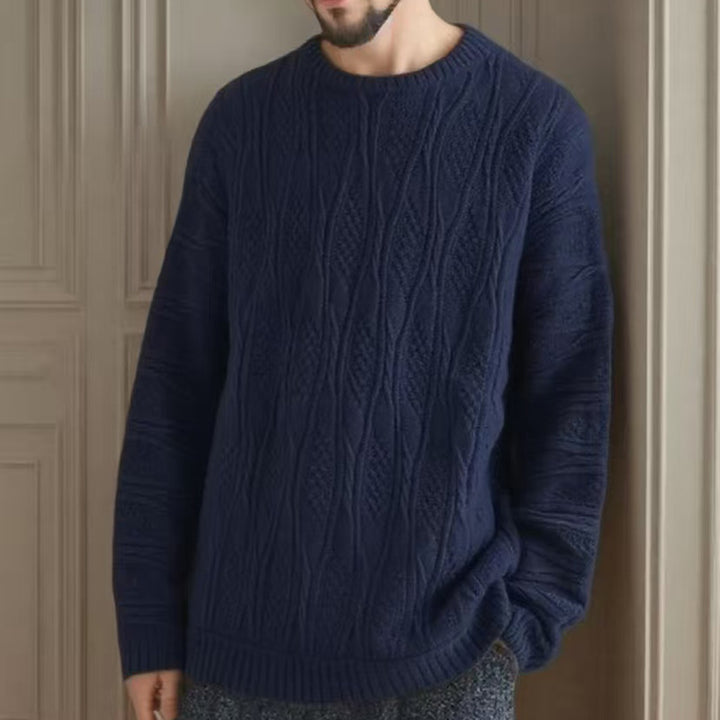 Chunky knit sweater for women with a unique honeycomb pattern and a high collar Lune London