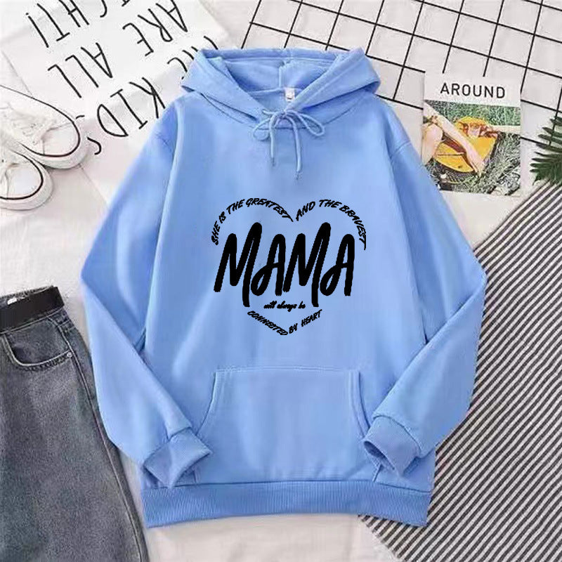 Women's hoodie with creative mama slogan Chic & Style