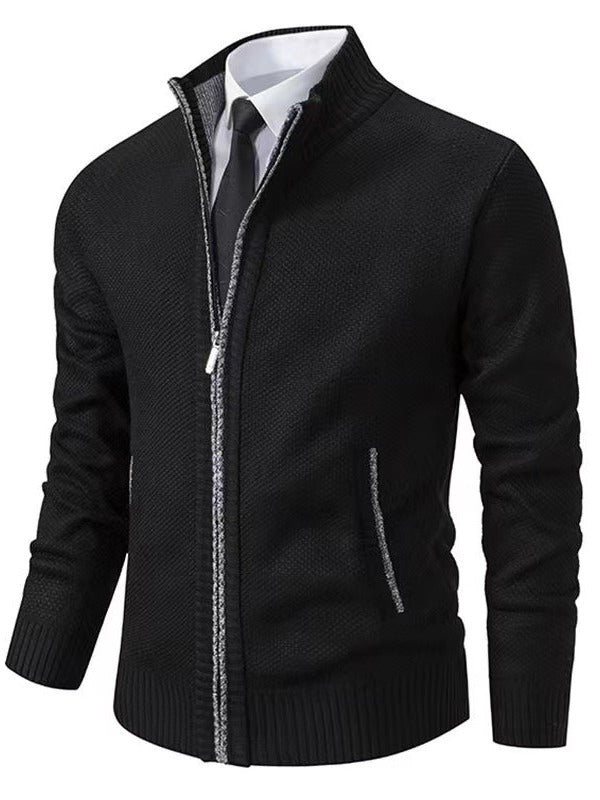 Men's knit jacket with high collar and full zip Lune London