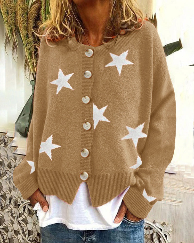 Knitted jacket for women with star pattern Lune London