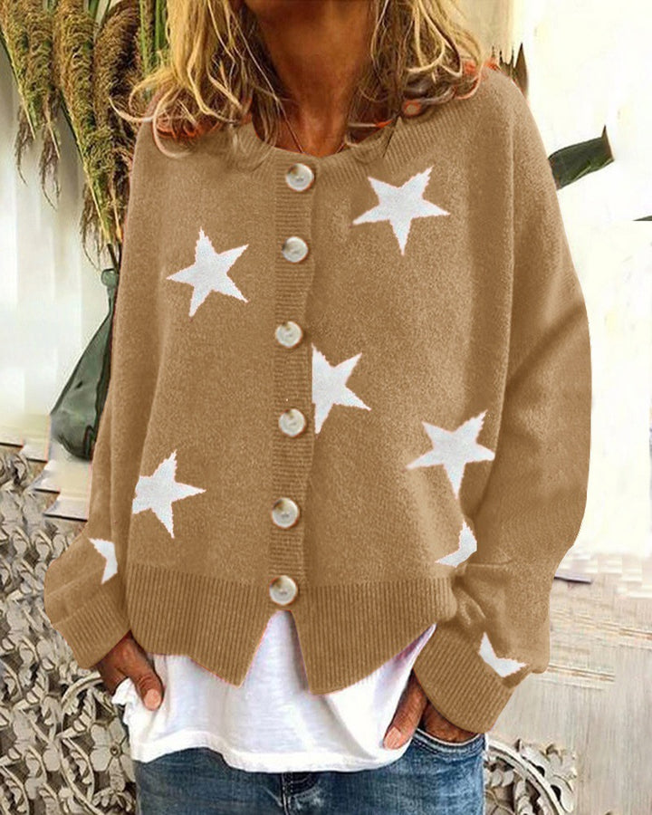 Knitted jacket for women with star pattern Lune London