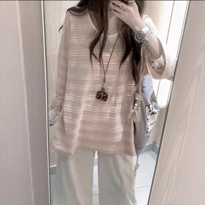 Women casual striped top with airy sleeves Chic & Stil