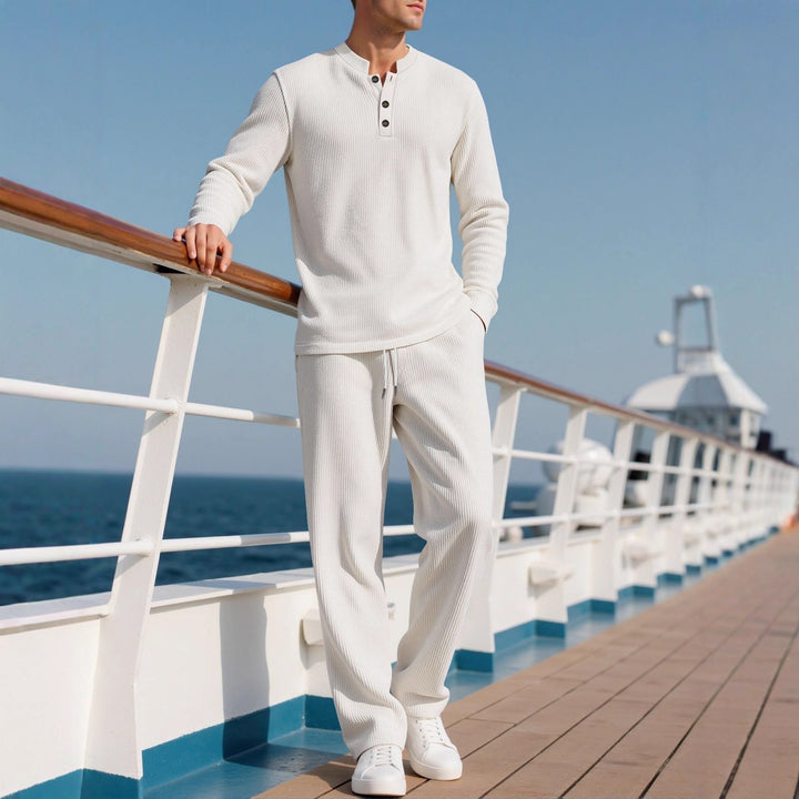Men's Comfortable Long Sleeve Hoodie with Trendy Button Placket and Elastic Hem Finish Lune London