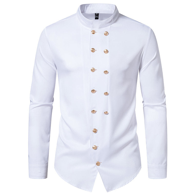 Elegant shirt for men with modern high collar and golden buttons Lune London