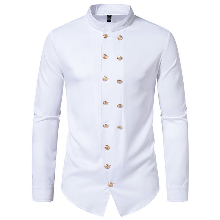 Elegant shirt for men with modern high collar and golden buttons Lune London