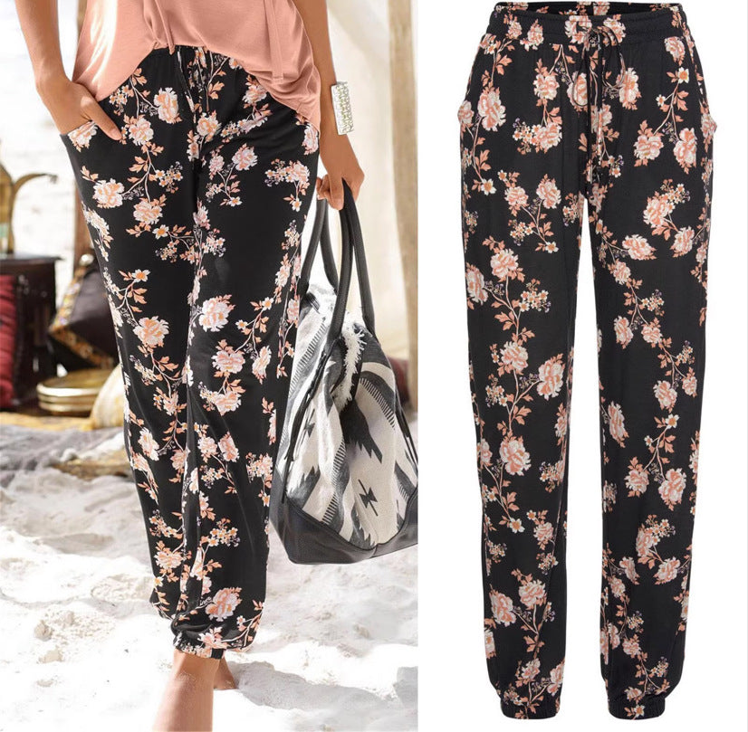 Women Chic Floral Pattern Lounge Pants Lune London