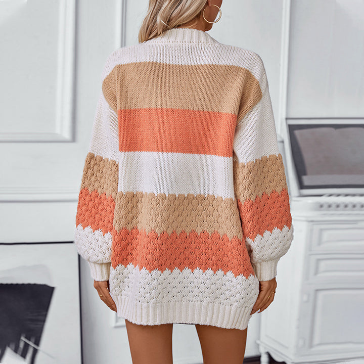 Knitted women's jacket with a trendy block design and an airy texture Lune London