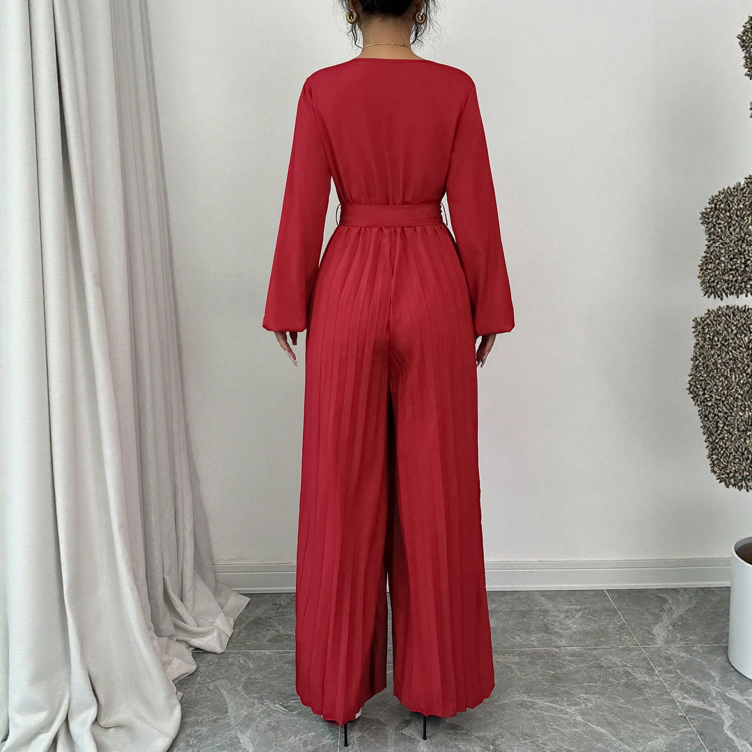 Women’s jumpsuit with pleats and belt Lune London