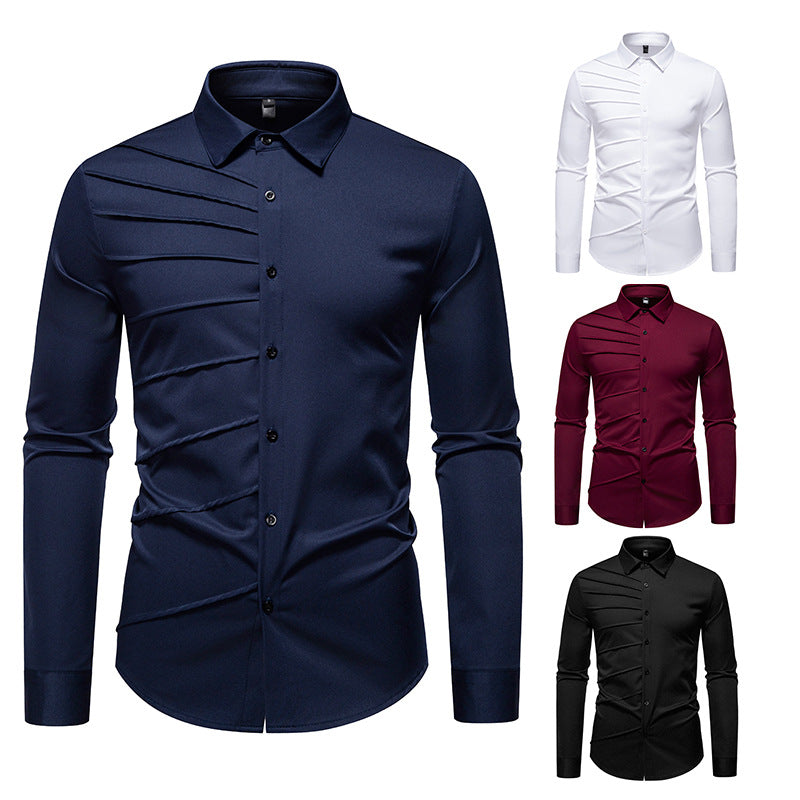 Trendy long sleeve shirt for men with an original pleat design Lune London