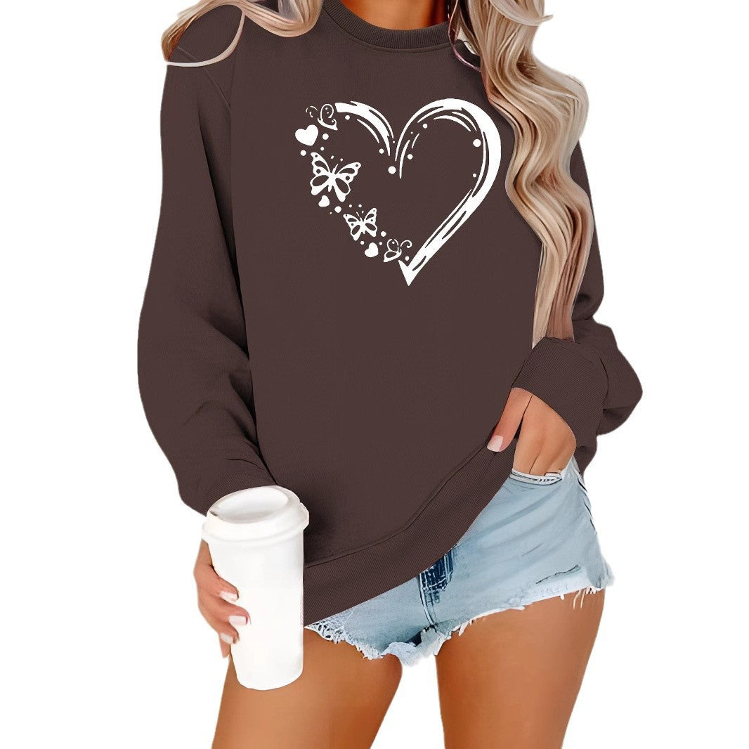 Sweat-shirt pour femmes avec un design créatif de cœur et de papillon Chic & Stil