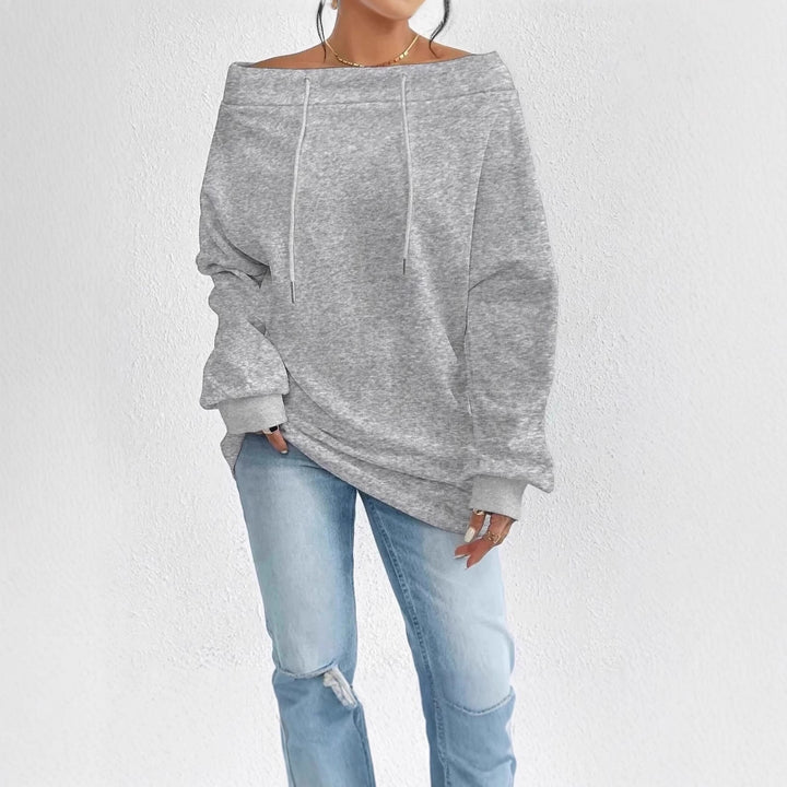 Oversized sweater for women with open shoulder seams and drawstrings Lune London