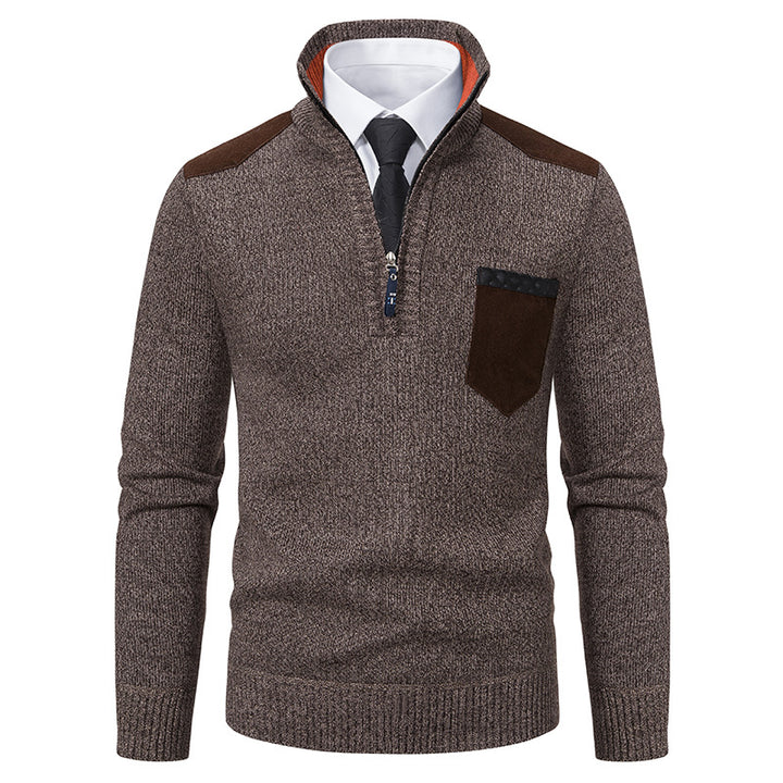Elegant high collar pullover for men with zipper and structured design Lune London