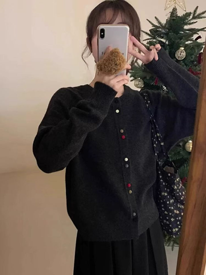 Knitted jacket for women with decorative button accents and soft material Lune London