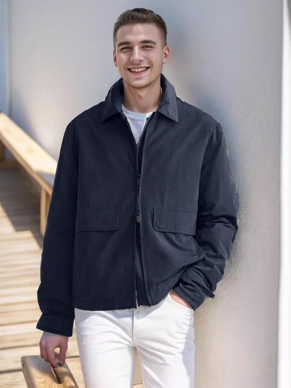 Lightweight transitional jacket for men with practical chest pockets and modern cut Lune London