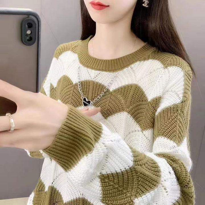 Pull en tricot épais pour femmes avec motif en vagues Chic & Stil