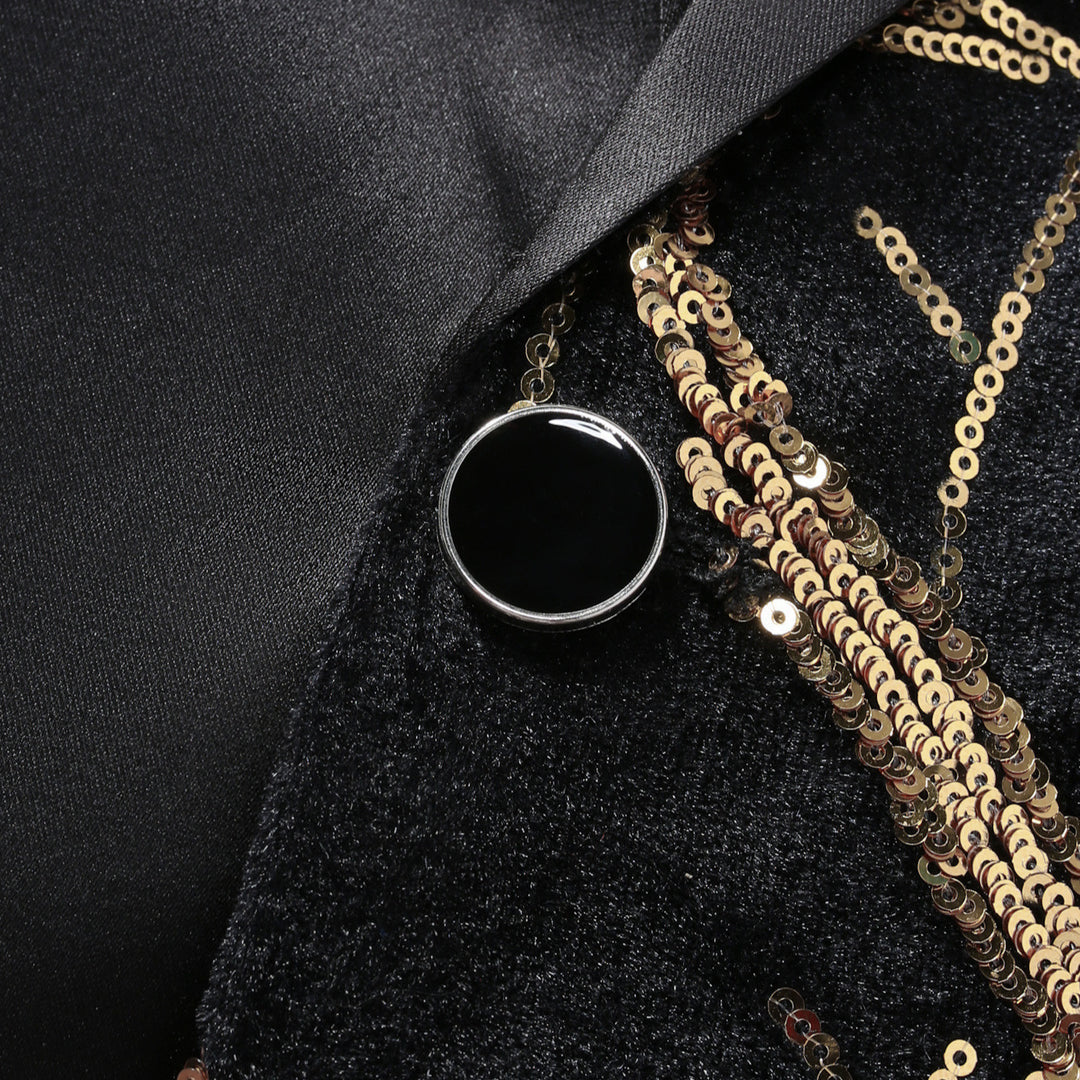 Luxury sequin tuxedo blazer for men with floral design Lune London
