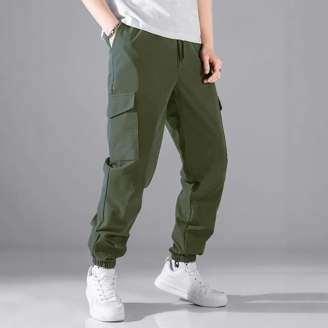 Men's cargo jogger pants with elastic waistband and side pockets Lune London
