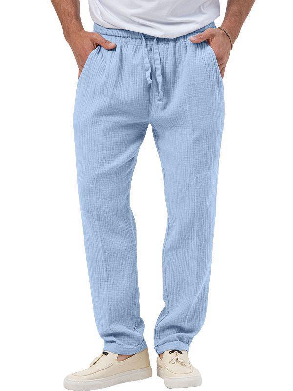 Casual linen pants for men with elastic waistband and practical side pockets Lune London