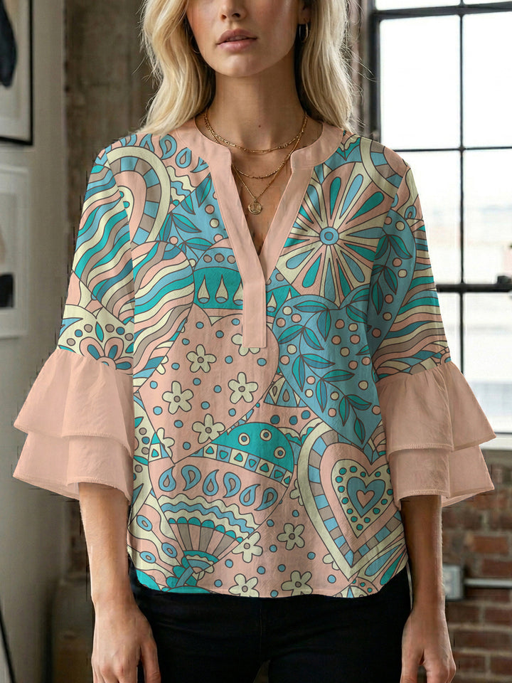 Women's flower creation with voluminous ruffled sleeves Lune London