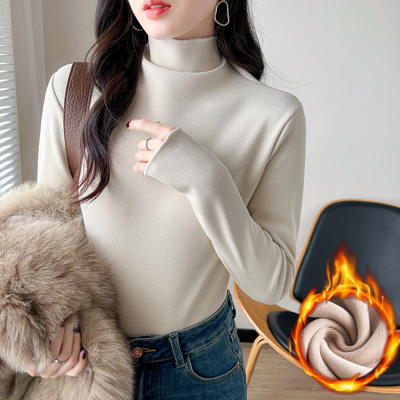 Women's fitted long sleeve top with high collar Chic & Stil