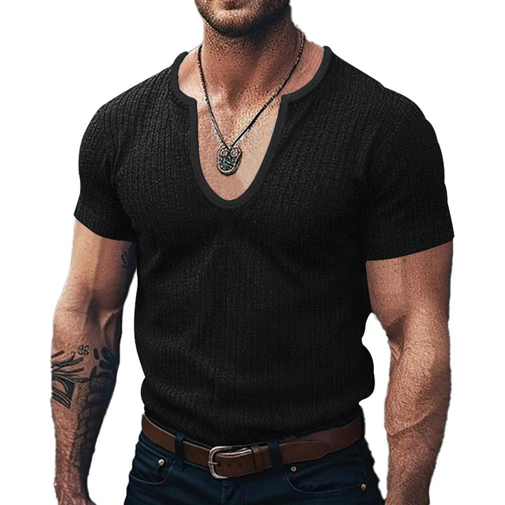 Men's V-neck ribbed T-shirt Lune London