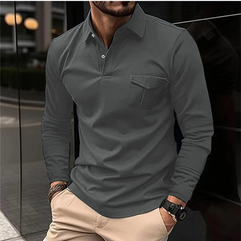 Casual long sleeve t-shirt for men with practical chest pocket Lune London