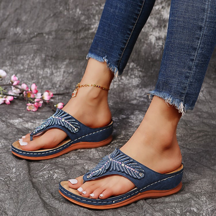 Ladies Elegant Chic Decorated Flip-Flop Sandals