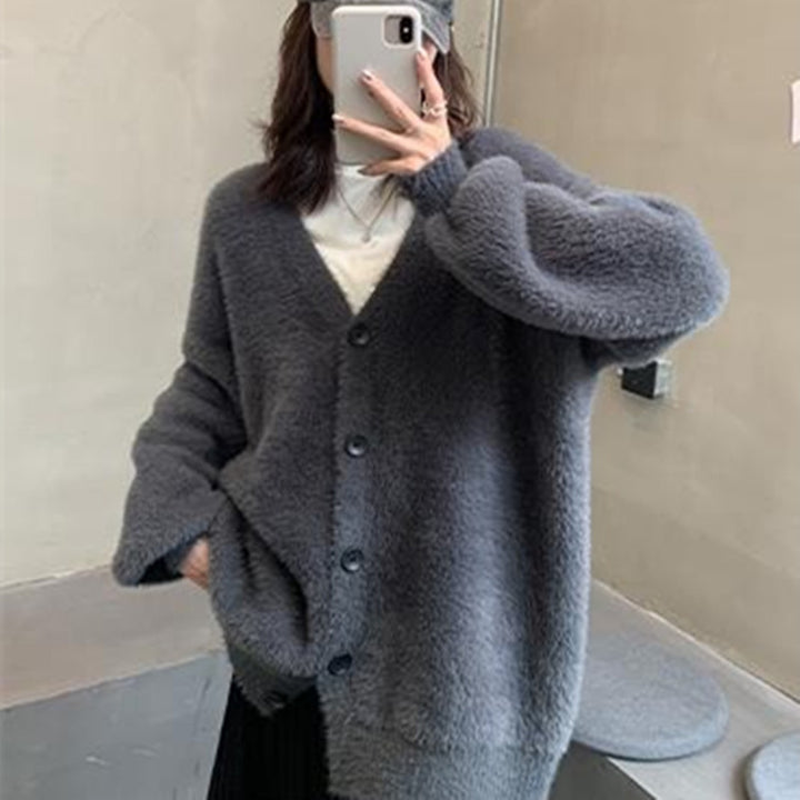 Women Cozy Cardigan with Deep V-neck and Soft Material Lune London