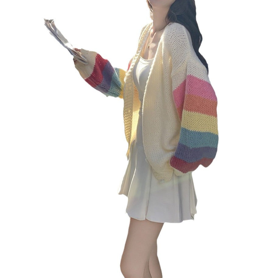 Women's knit jacket with colorful finishes on the sleeves Lune London