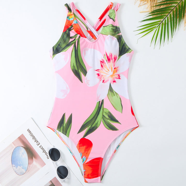 Women's swimsuit with a creative floral design and an elegant wrap skirt Lune London