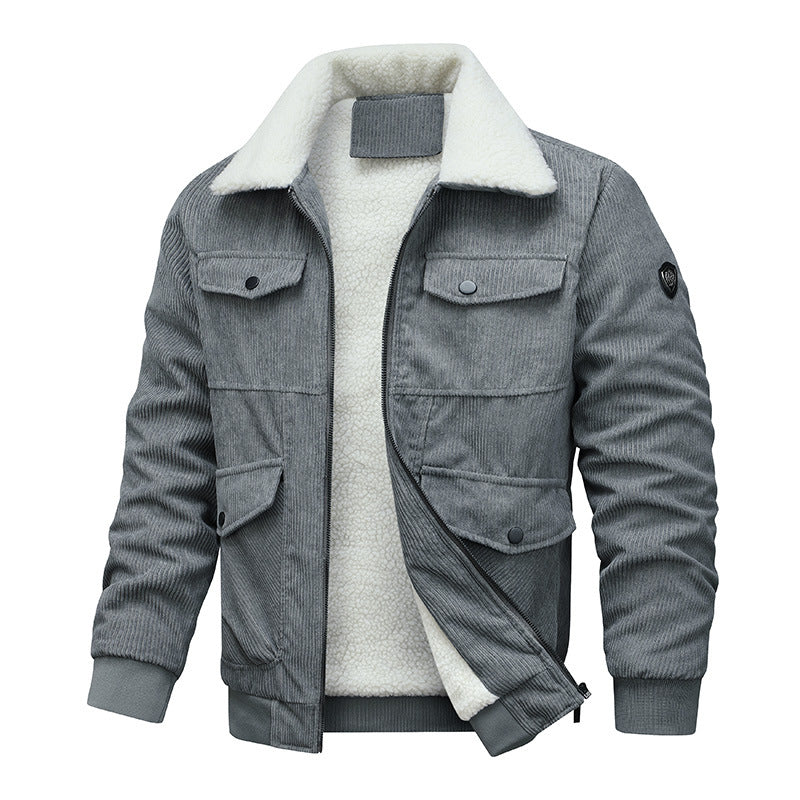 Corduroy jacket lined for men with practical cut and teddy lining Lune London
