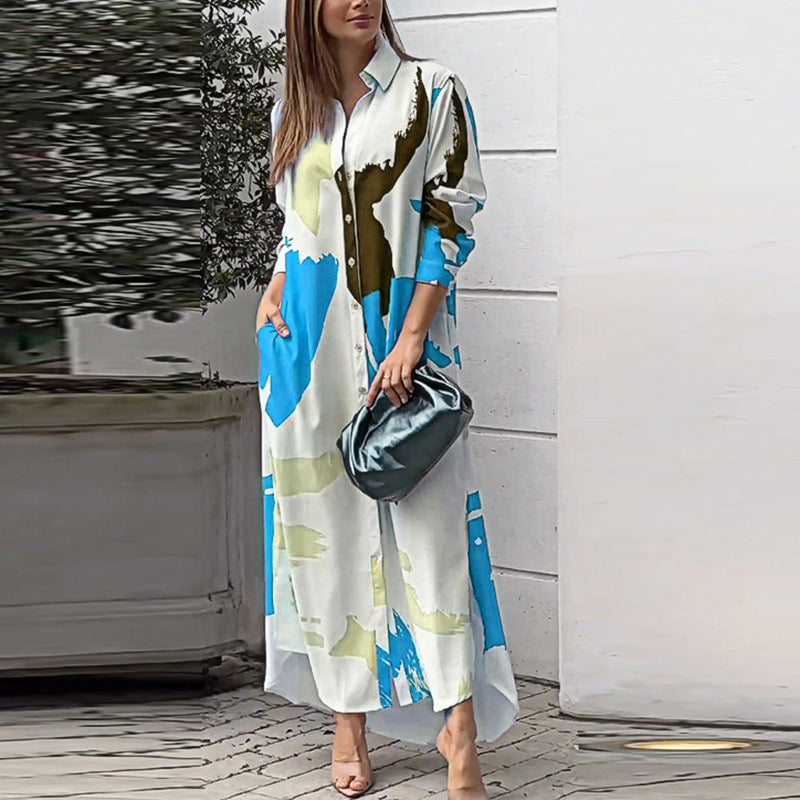 Lune London Women's Long Dress with Artistic Print
