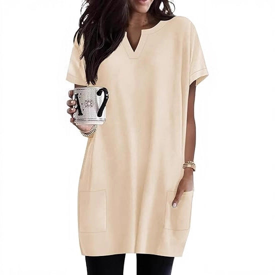 Robe tunique de loisirs pour femmes avec décolleté en V et poches Chic & Stil