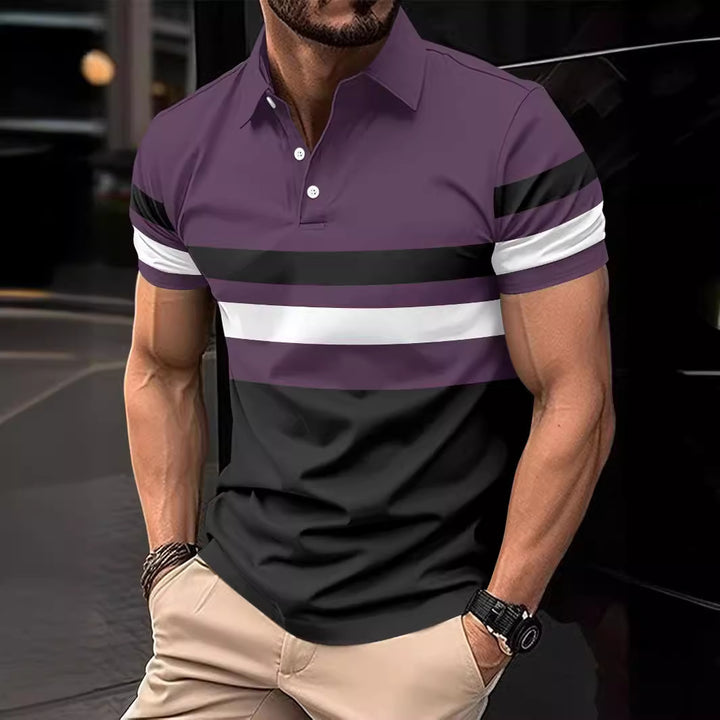 Men's Active Striped Polo Shirt Trendy Lune London