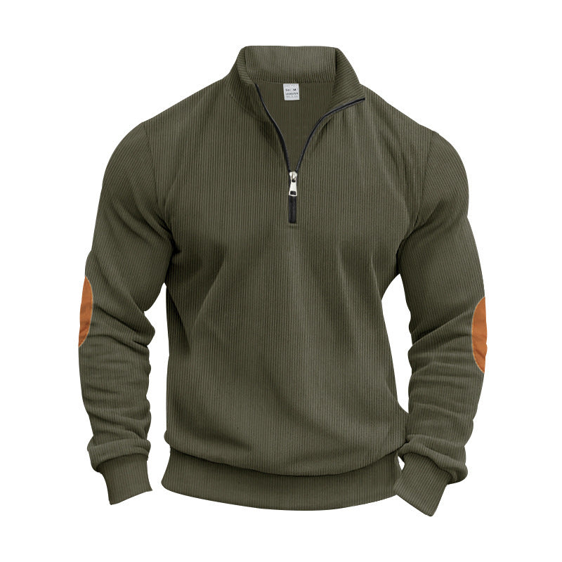 Men's Knit Pullover with Modern Zipper and Elegant Elbow Patches Lune London
