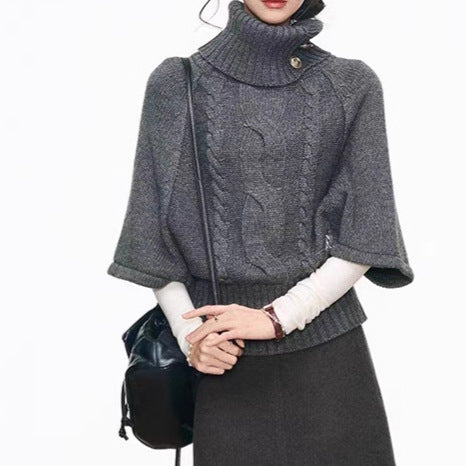 Knit dress for women with voluminous sleeves and an elegant turtleneck Lune London