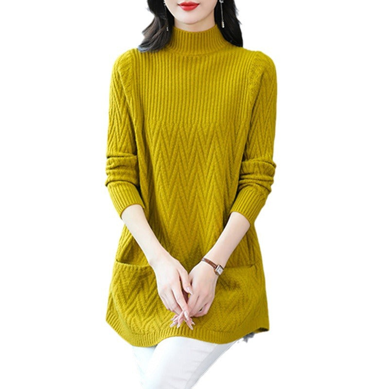 Knitted sweater for women with zigzag pattern and practical pockets Lune London