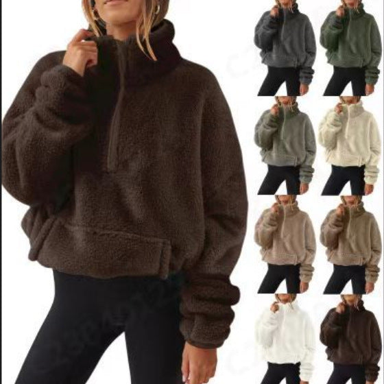 Ladies casual fleece pullover with high collar Lune London