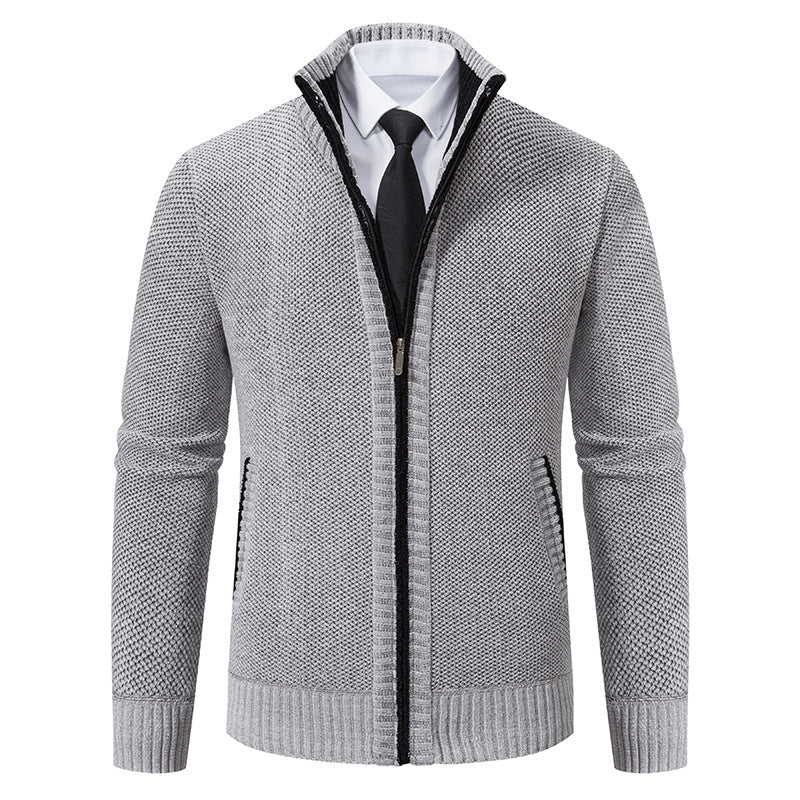 Elegant knitted jacket for men with modern zipper and high collar Lune London