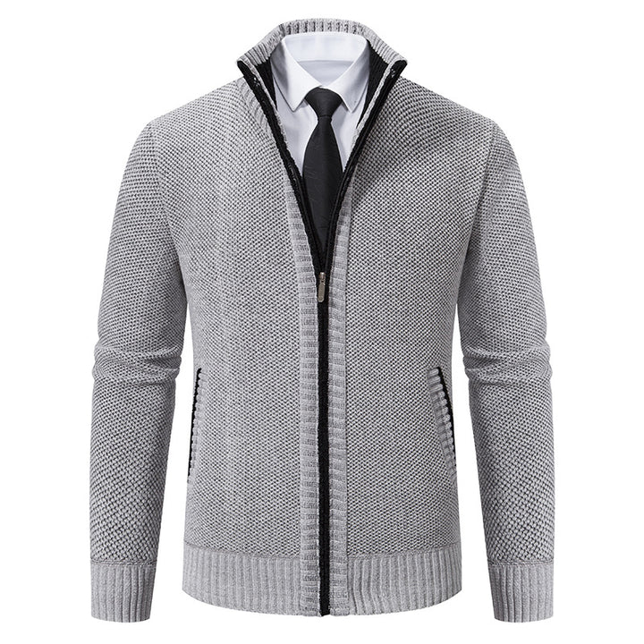 Elegant knitted jacket for men with modern zipper and high collar Lune London