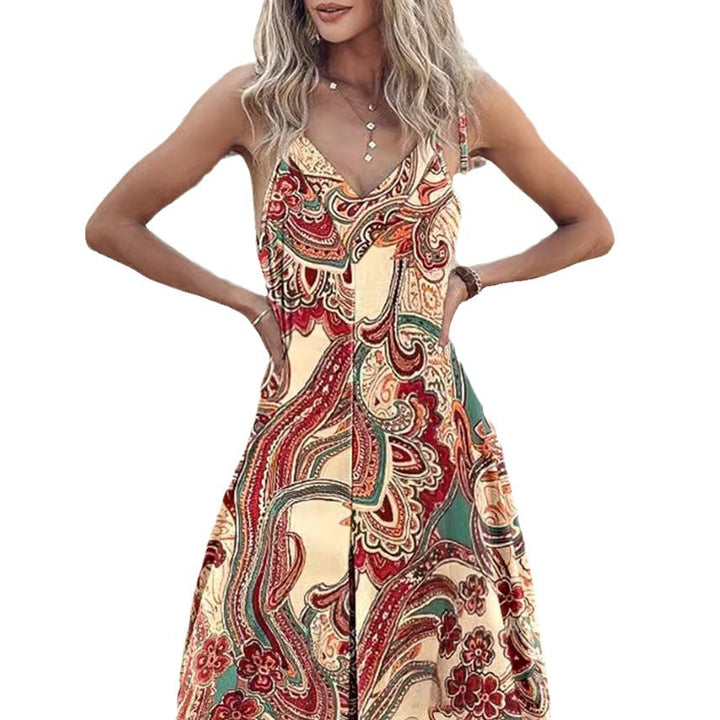 Maxi dress for women with a vibrant paisley pattern