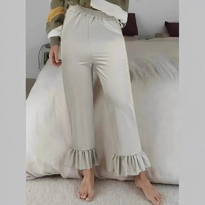 Women's leisure pants with ruffle finishes Lune London