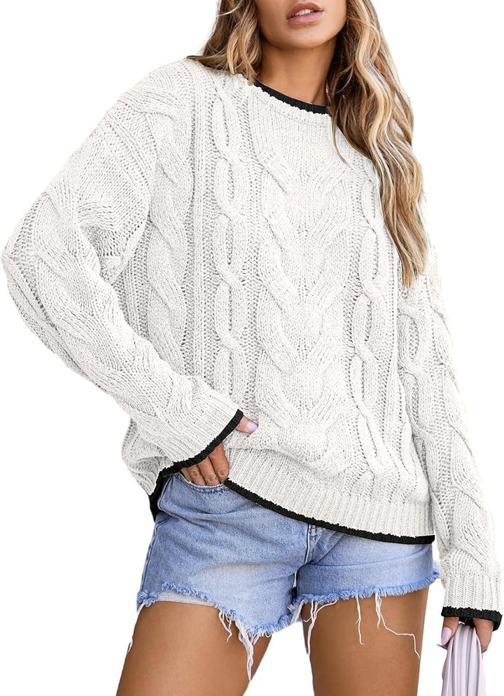 Knitted sweater for women with a thick braid pattern Lune London