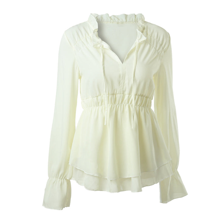 Ruffled blouse for women with elastic waist and long sleeves Lune London