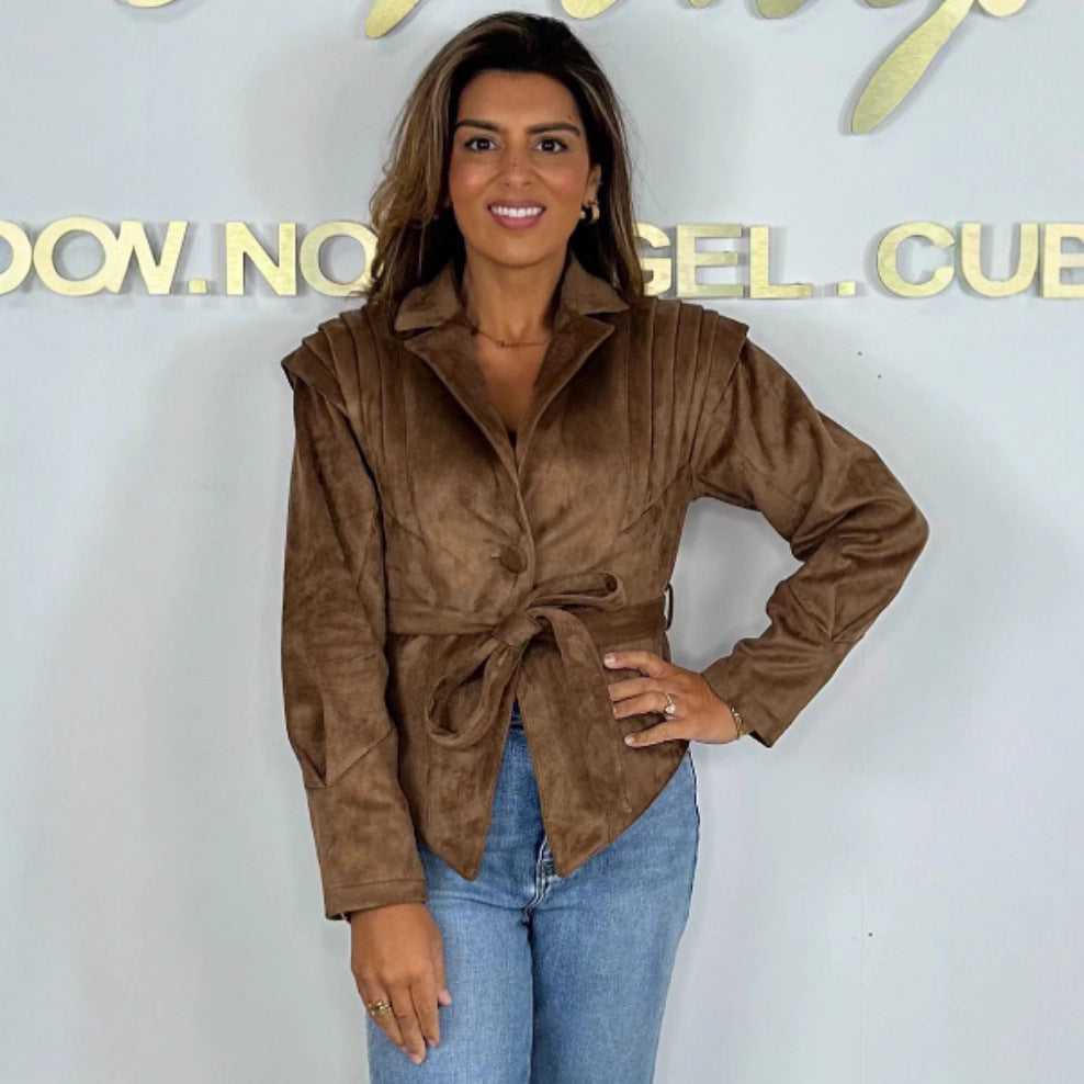 Ladies elegant and stylish blazer with waist belt Lune London