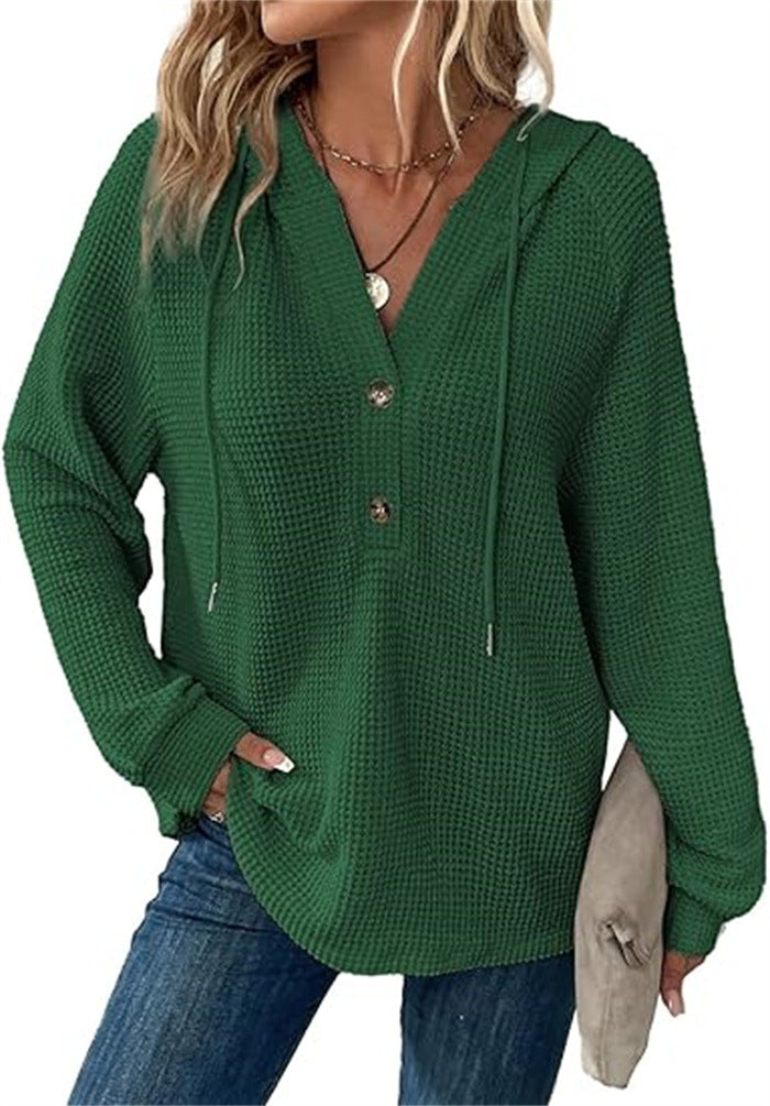 Ladies hooded sweatshirt in waffle texture Lune London