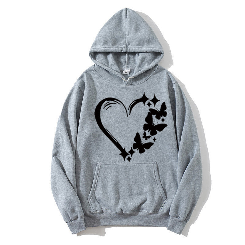 Women's hoodie with creative heart and butterfly design Chic & Stil