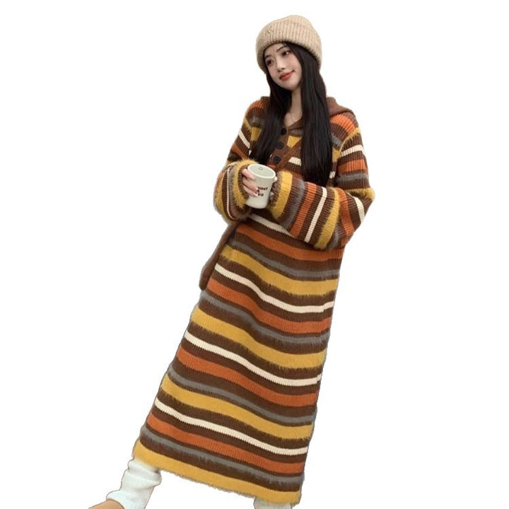 Cardigan femme à la mode avec grands boutons et capuche